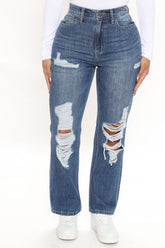 Sunday Brunch 90's Distressed Boyfriend Jeans - Dark Wash Ins Street